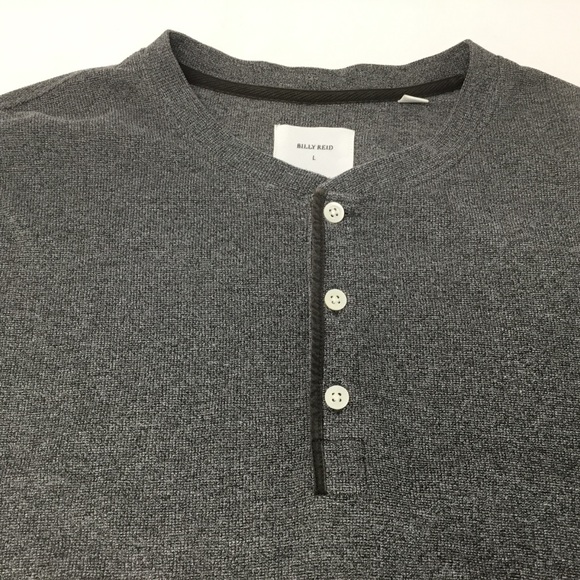 Billy Reid Men's Gray Heathered Long Sleeve Henley Shirt Size L Classic - Picture 4 of 11